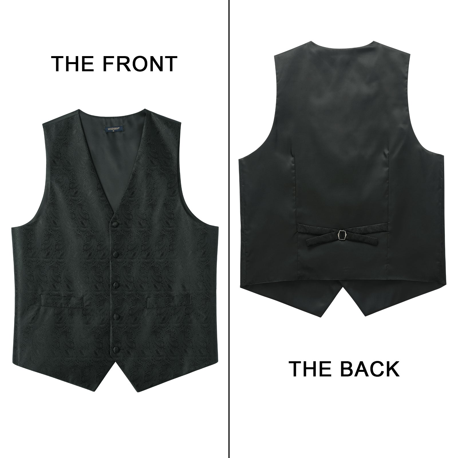 Men's Black Paisley Vest Tie Set For Weddings Anniversary - Image 3