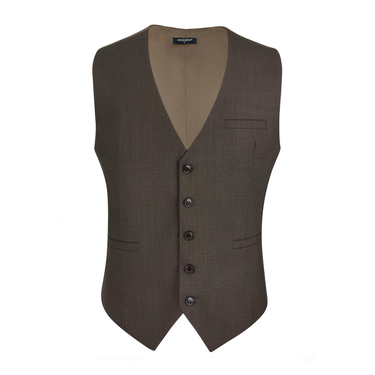 Men's Light Brown Satin Suit Vest Formal Wear - Image 2