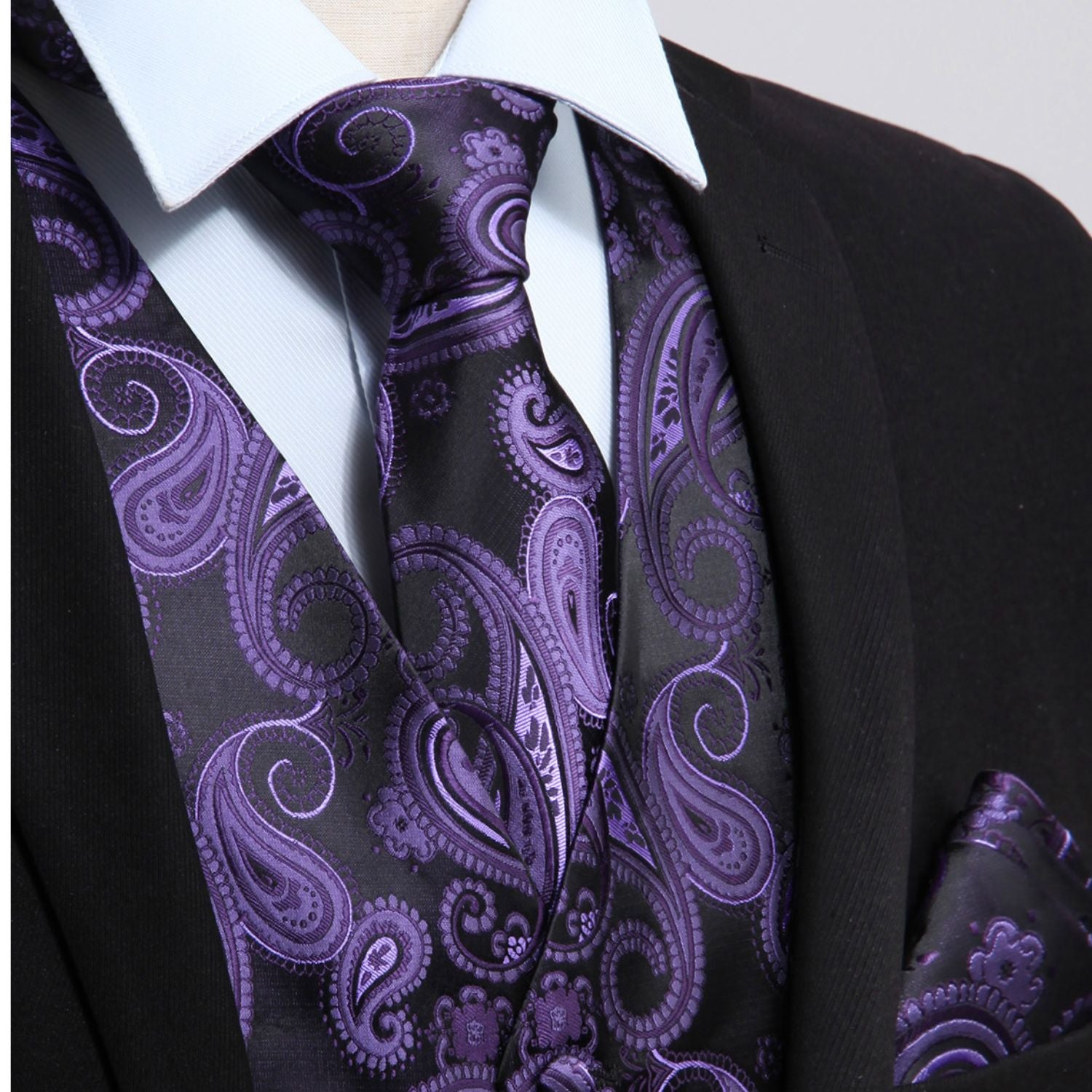 Purple Wrinkle-Resistant Stretch Cotton Business Vest For Office Suits - Image 2
