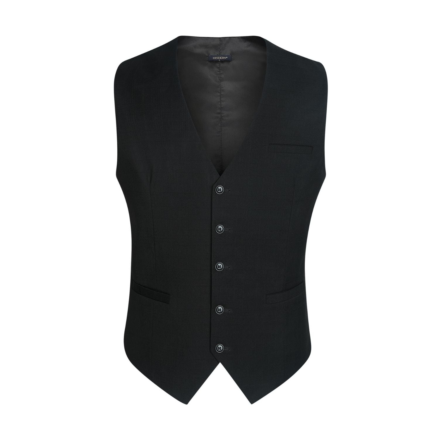 Men's Black Plaid Wedding Vest For Skinny Guys - Image 4