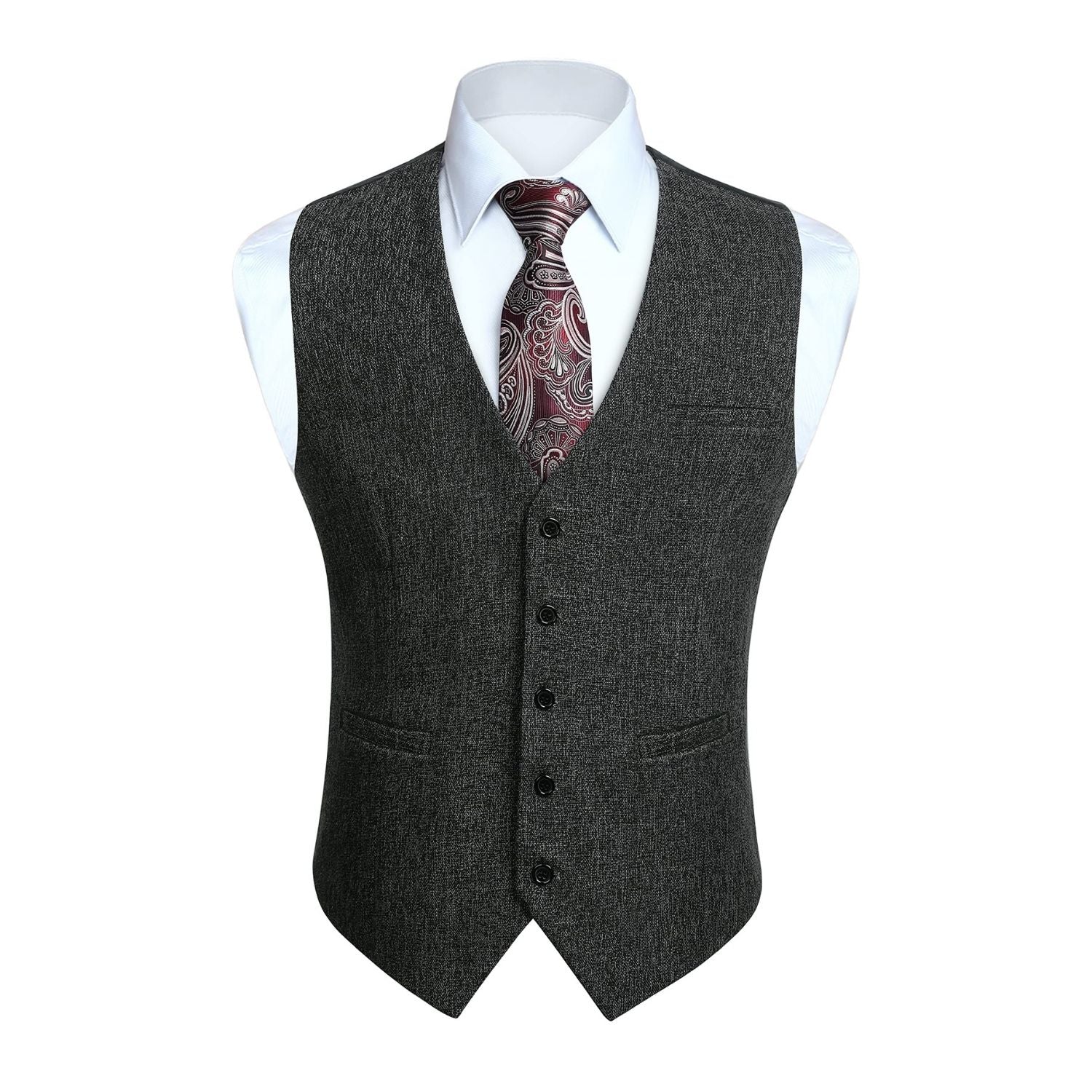 Men's Dark Grey Satin Suit Vest Formal Wear