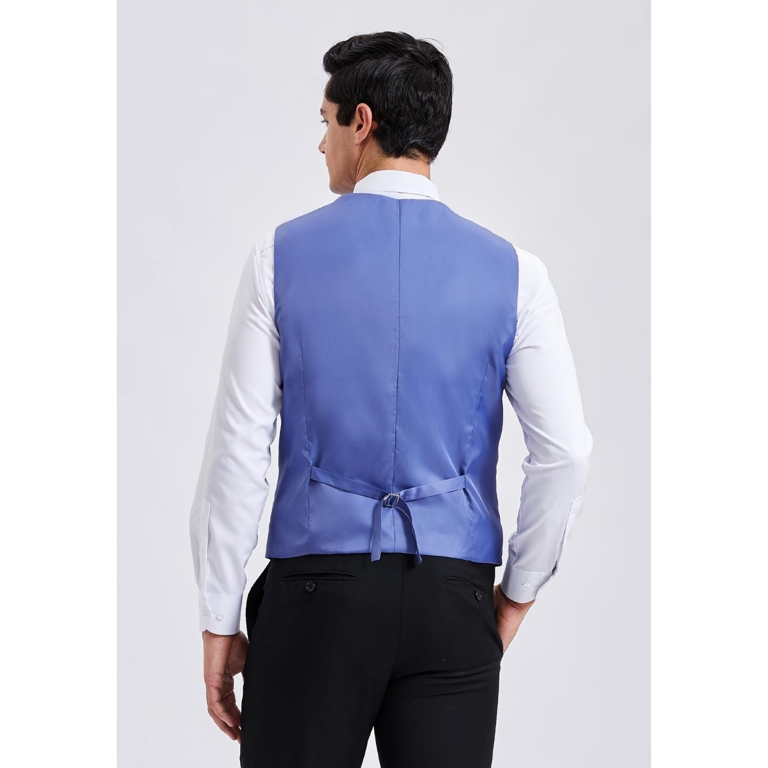 Men's Navy Blue Satin Suit Vest Formal Wear - Image 3