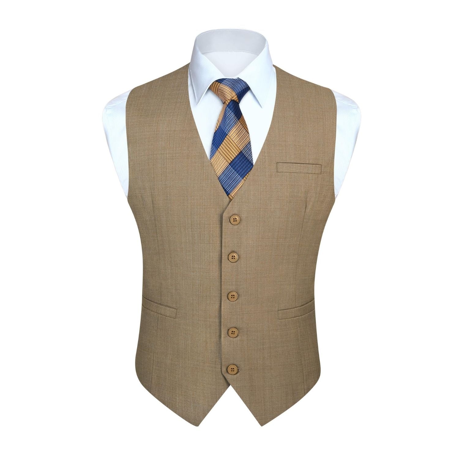 Men's Khaki Satin Suit Vest Formal Wear