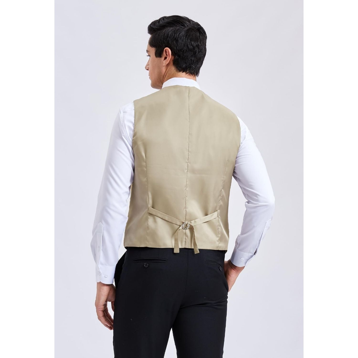 Men's Khaki Satin Suit Vest Formal Wear - Image 3