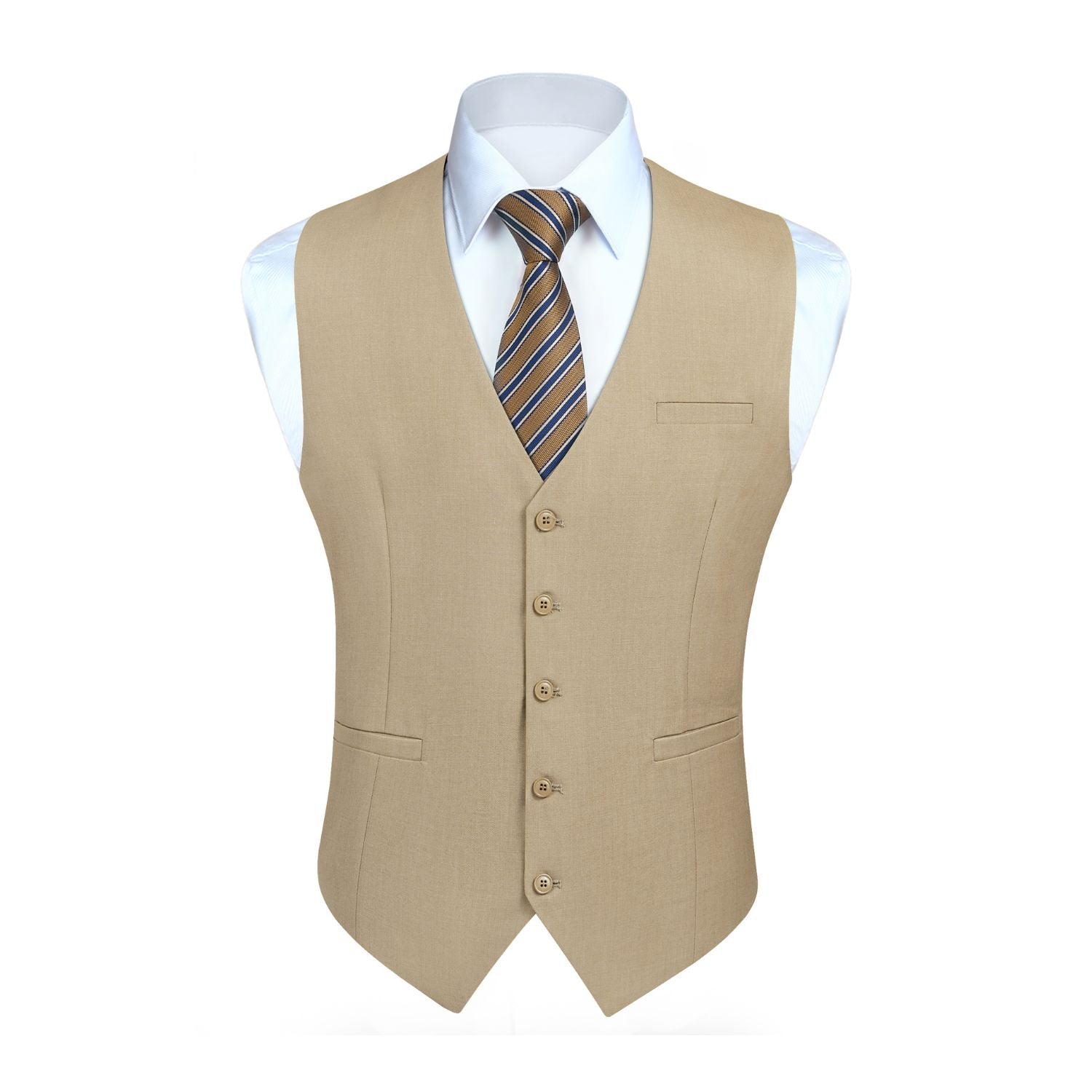 Men's Light Khaki Satin Suit Vest Formal Wear
