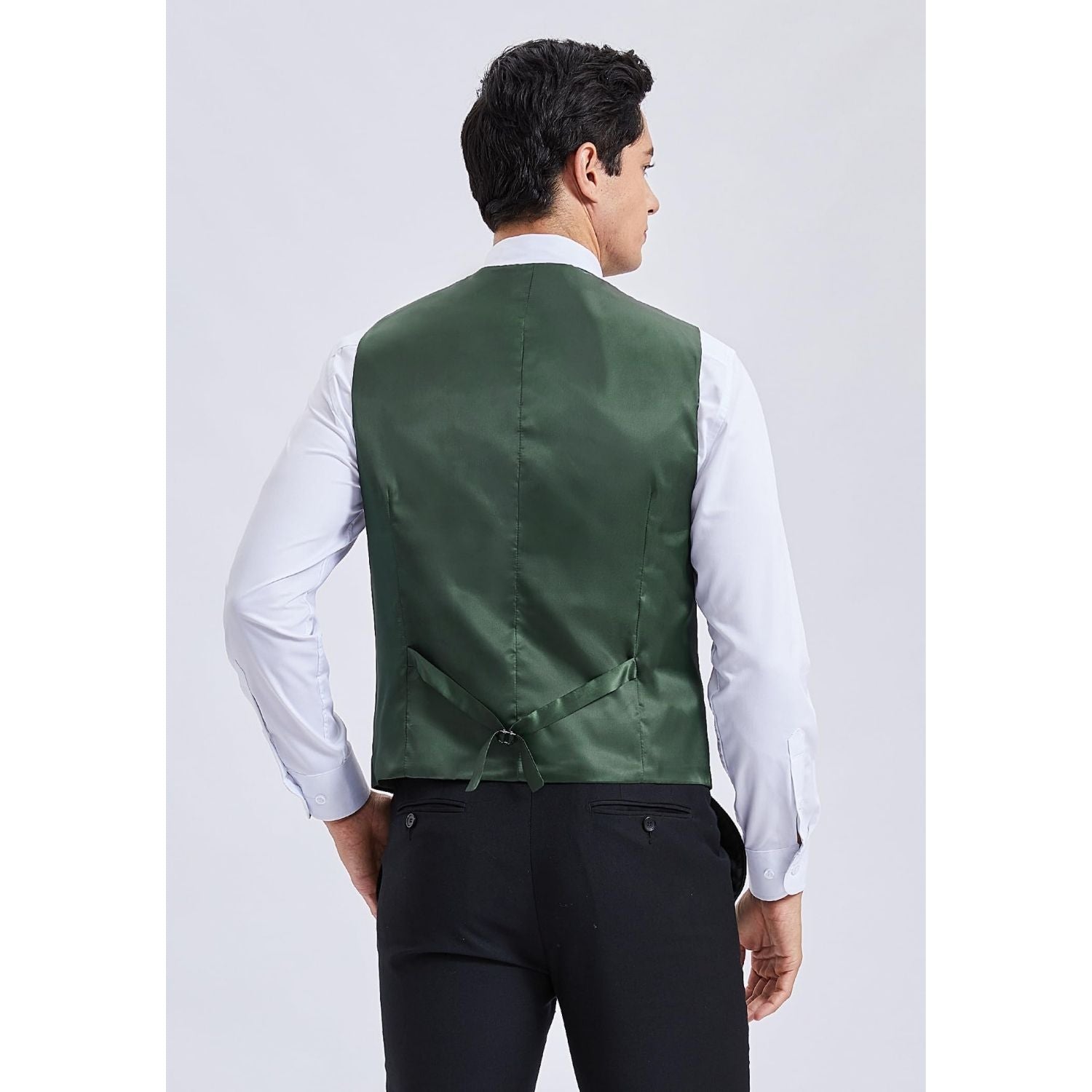Men's Green Plaid Wedding Vest For Skinny Guys - Image 3