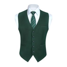 Men's Dark Green Plaid Wedding Vest For Skinny Guys