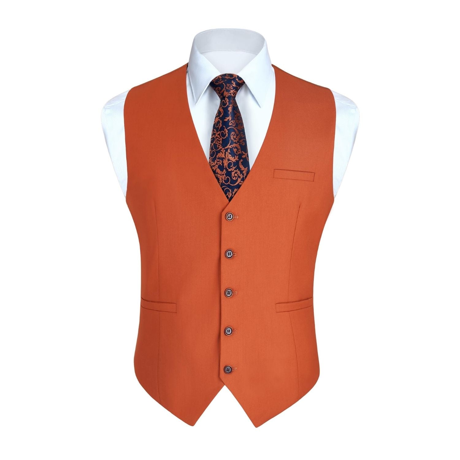 Men's Dark Orange Satin Suit Vest Formal Wear