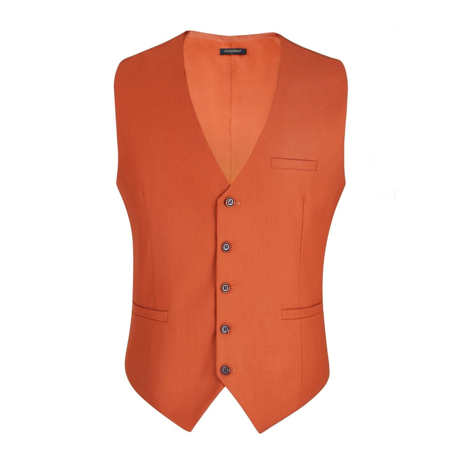 Men's Dark Orange Satin Suit Vest Formal Wear - Image 3