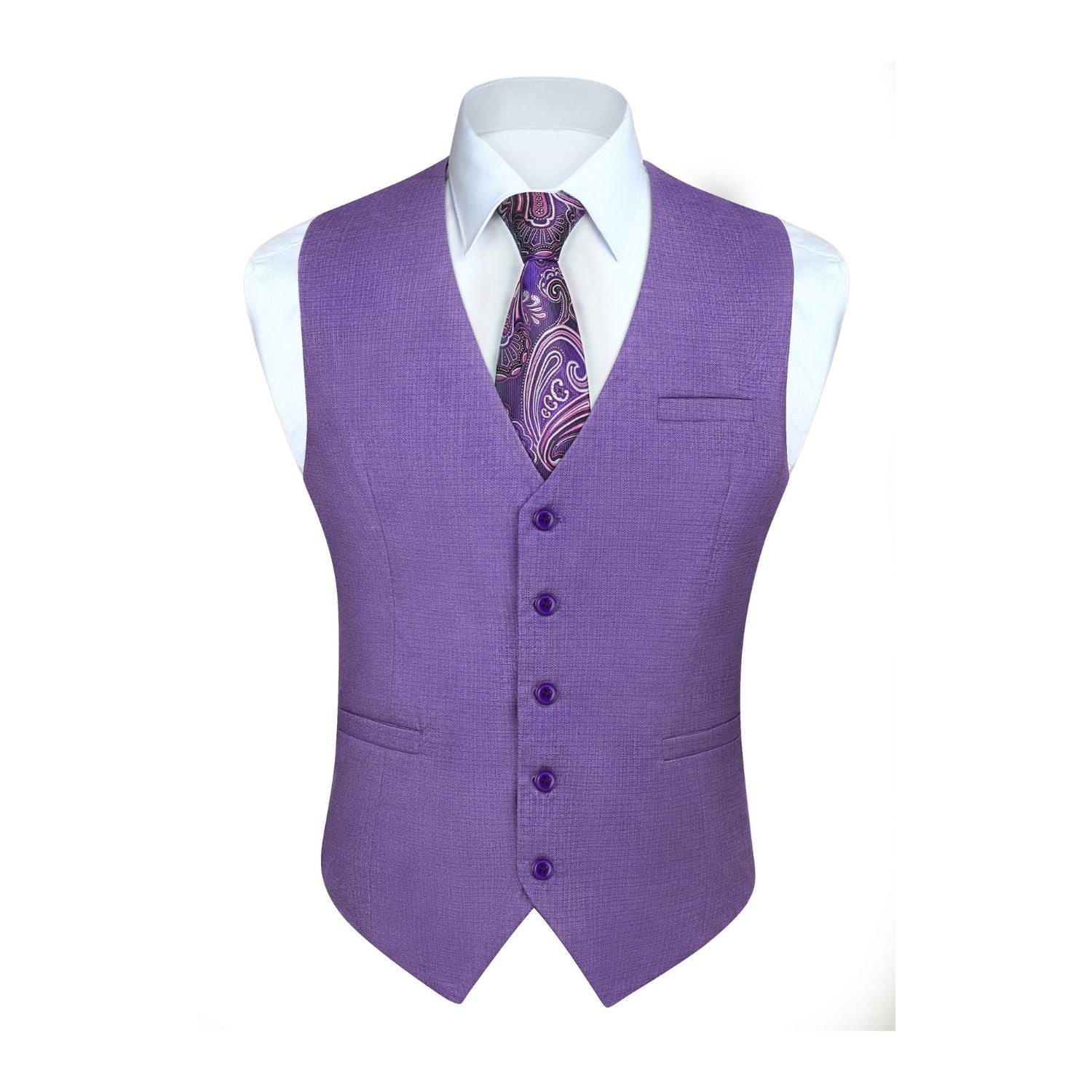 Men's Purple Satin Suit Vest Formal Wear