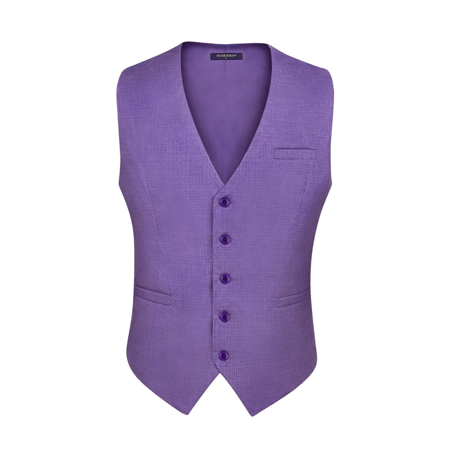 Men's Purple Satin Suit Vest Formal Wear - Image 3