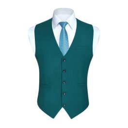 Men's Teal Satin Suit Vest Formal Wear