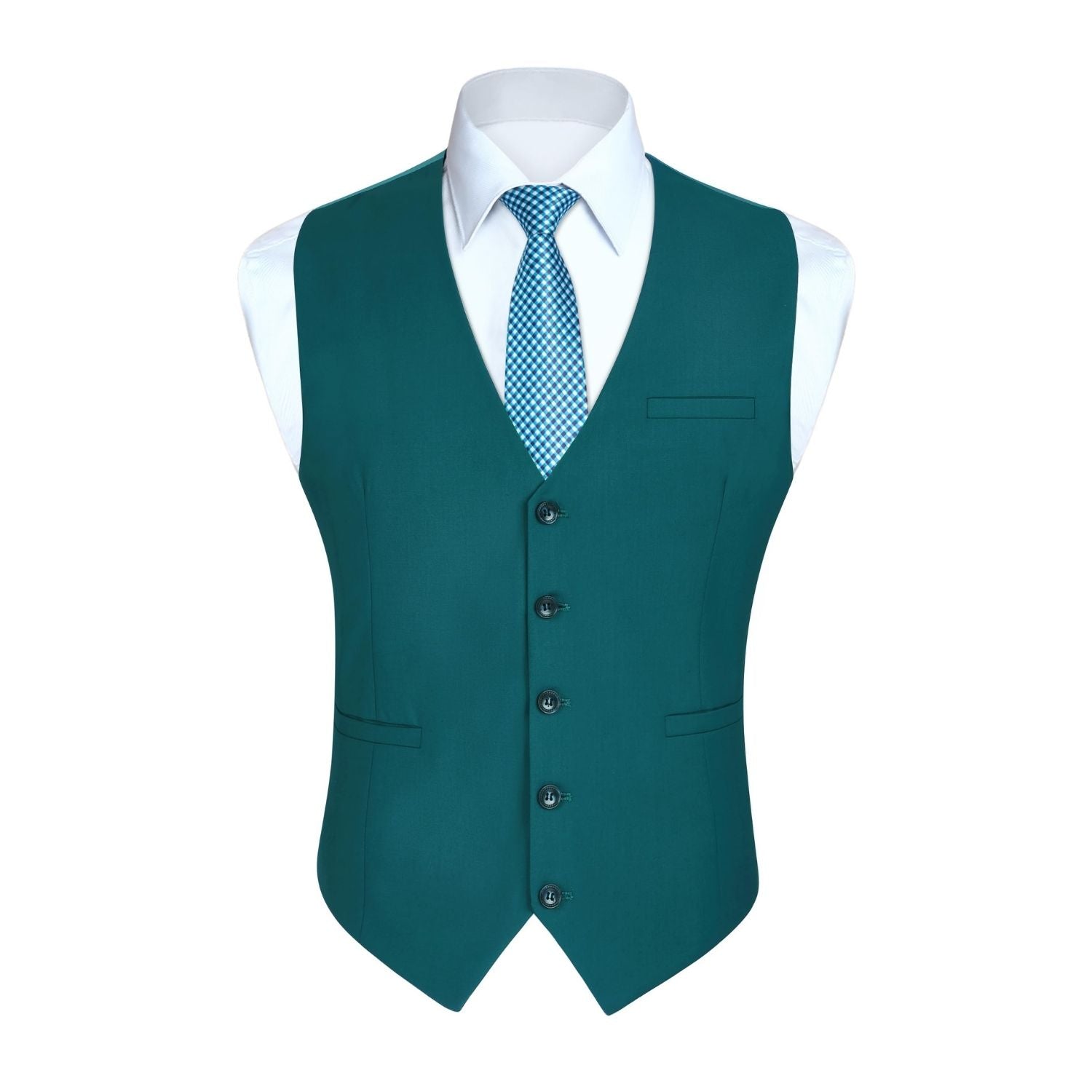 Men's Teal Satin Suit Vest Formal Wear