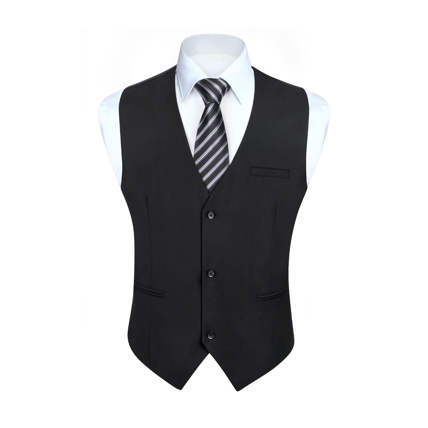 Men's Black Solid Formal Vest For Business