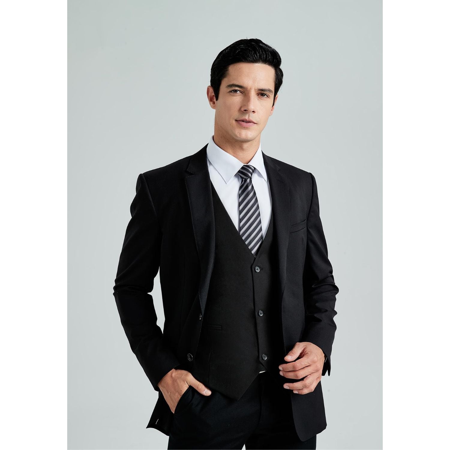 Men's Black Solid Formal Vest For Business - Image 2