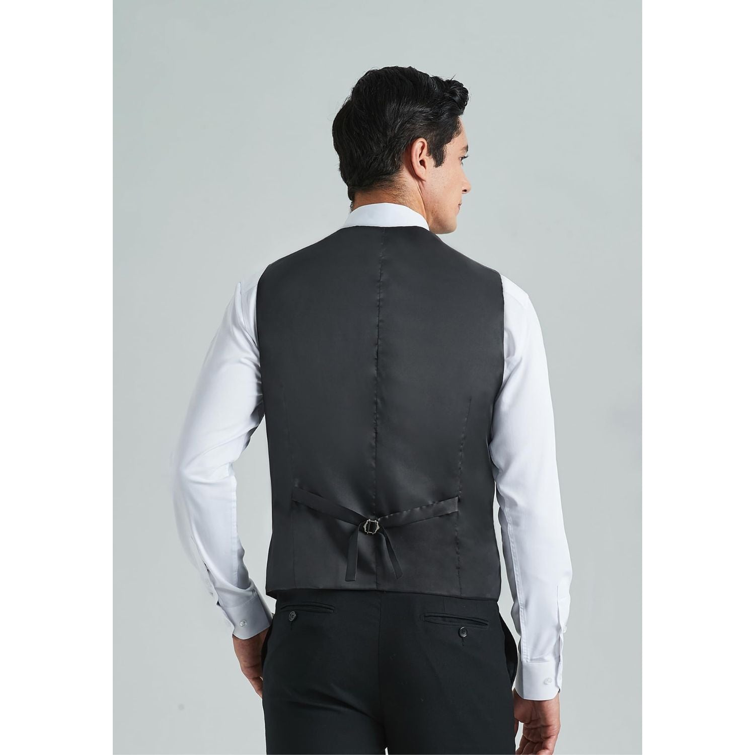 Men's Black Solid Formal Vest For Business - Image 3