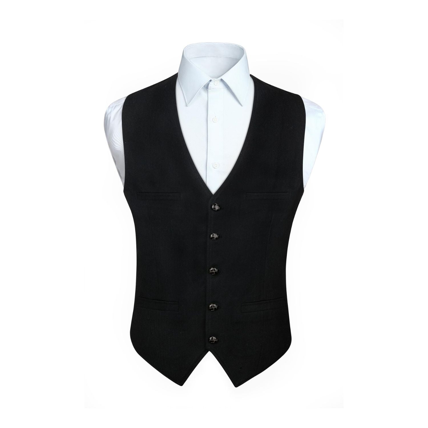 Men's Herringbone Tweed Wool Vest Black For Party Suit Vest