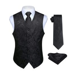Black Italian Slim Fit Tuxedo Vest For Suits &Black Tie Events