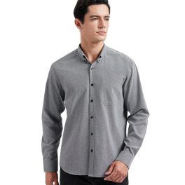 Men's Grey Oxford Shirts With Chest Pocket Weekend Wear
