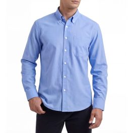 Men's Azure Blue Oxford Shirts With Chest Pocket Formal Office