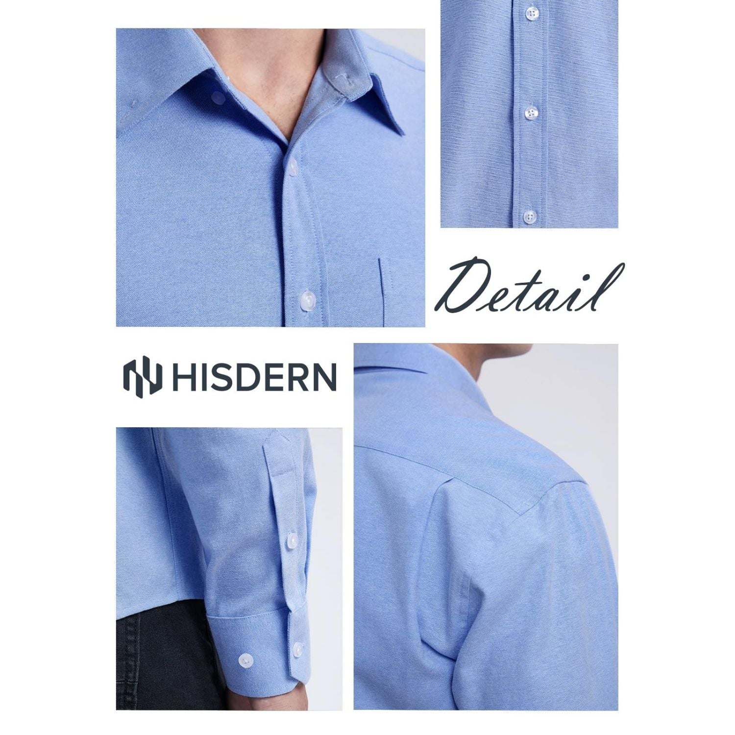Men's Azure Blue Oxford Shirts With Chest Pocket Formal Office - Image 4