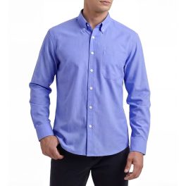Men's Blue Oxford Shirts With Chest Pocket Formal Office