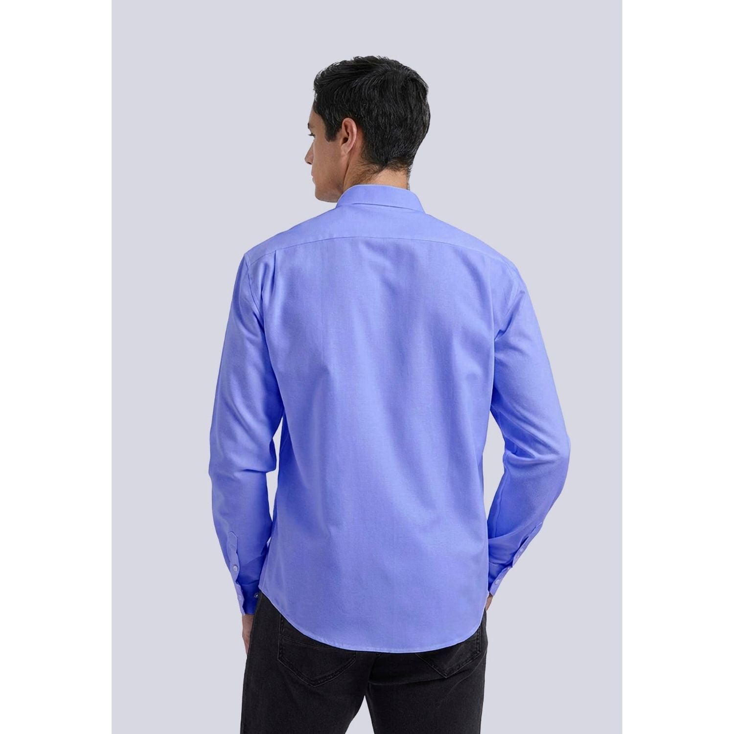 Men's Blue Oxford Shirts With Chest Pocket Formal Office - Image 3