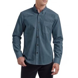Men's Dark Blue Oxford Shirts With Chest Pocket Formal Office