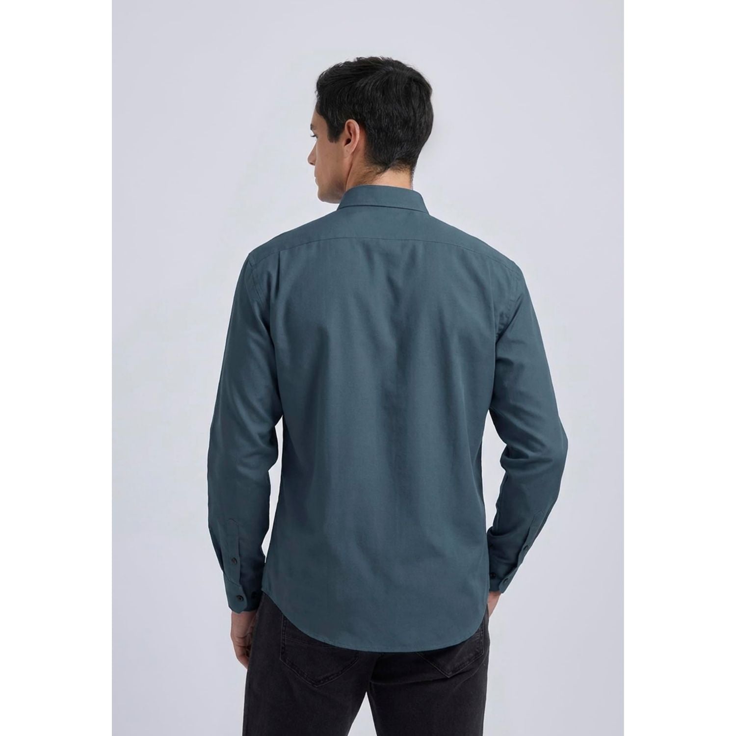 Men's Dark Blue Oxford Shirts With Chest Pocket Formal Office - Image 3