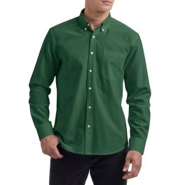 Men's Green Oxford Shirts With Chest Pocket Weekend Wear