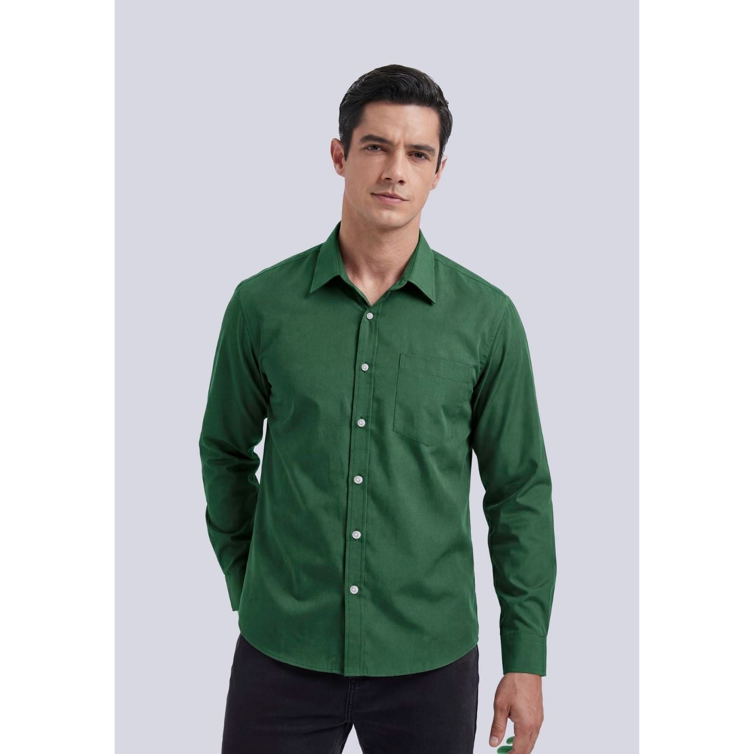 Men's Green Oxford Shirts With Chest Pocket Weekend Wear - Image 2