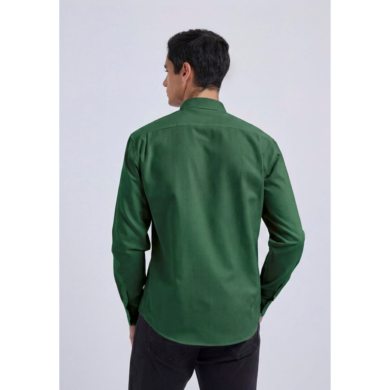 Men's Green Oxford Shirts With Chest Pocket Weekend Wear - Image 3