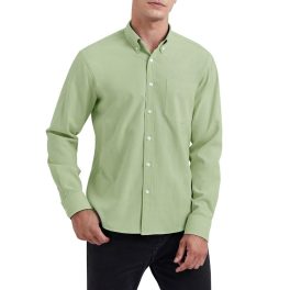 Men's Sage Green Oxford Shirts With Chest Pocket Weekend Wear