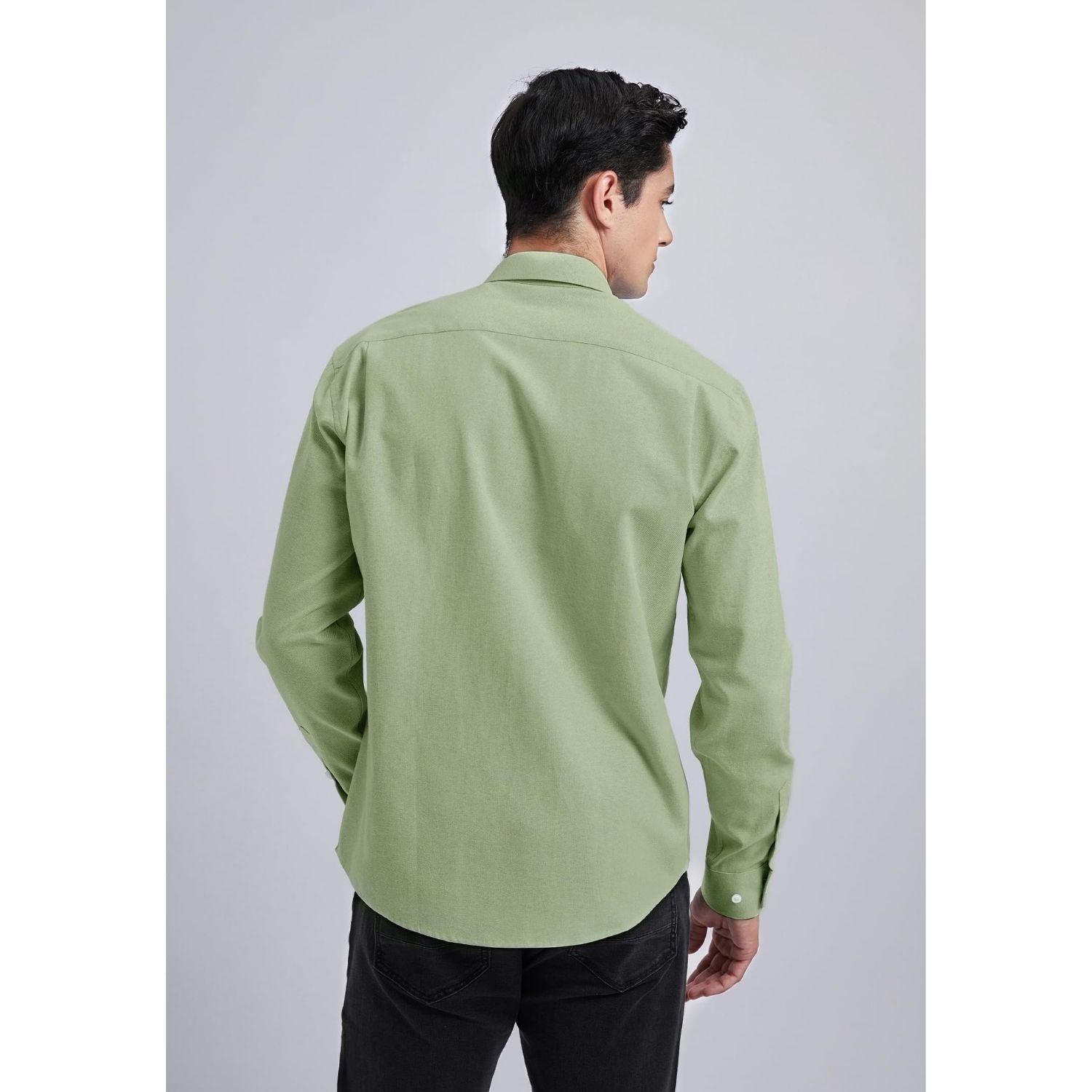 Men's Sage Green Oxford Shirts With Chest Pocket Weekend Wear - Image 3