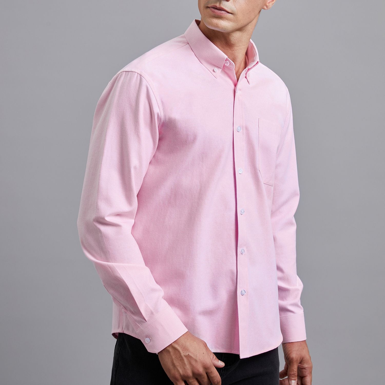Men's Pink Oxford Shirts With Chest Pocket Date Night - Image 2