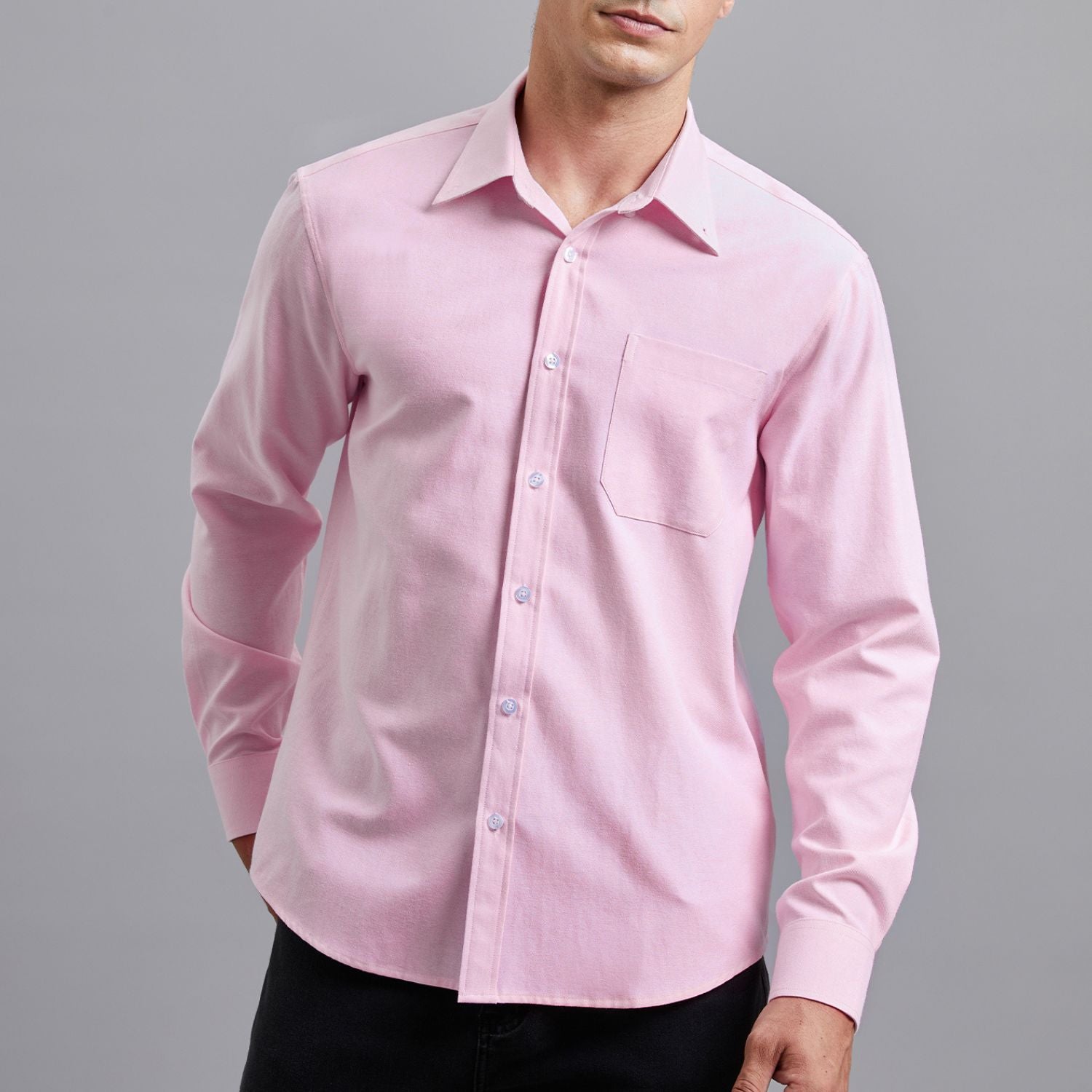 Men's Pink Oxford Shirts With Chest Pocket Date Night - Image 3
