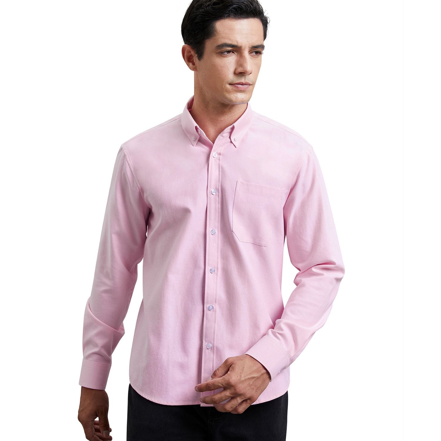 Men's Pink Oxford Shirts With Chest Pocket Date Night