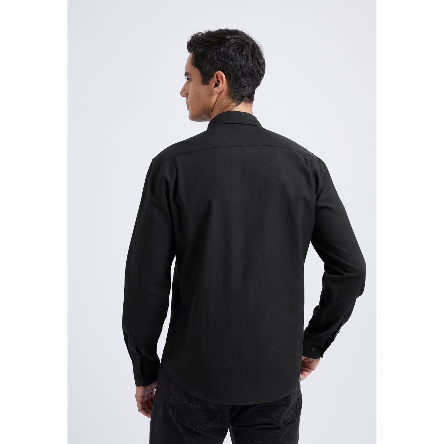 Men's Black Oxford Shirts With Chest Pocket Formal Office - Image 3
