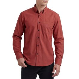 Men's Brick Red Oxford Shirts With Chest Pocket Date Night