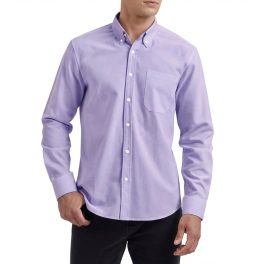 Men's Lavender Oxford Shirts With Chest Pocket Formal Office