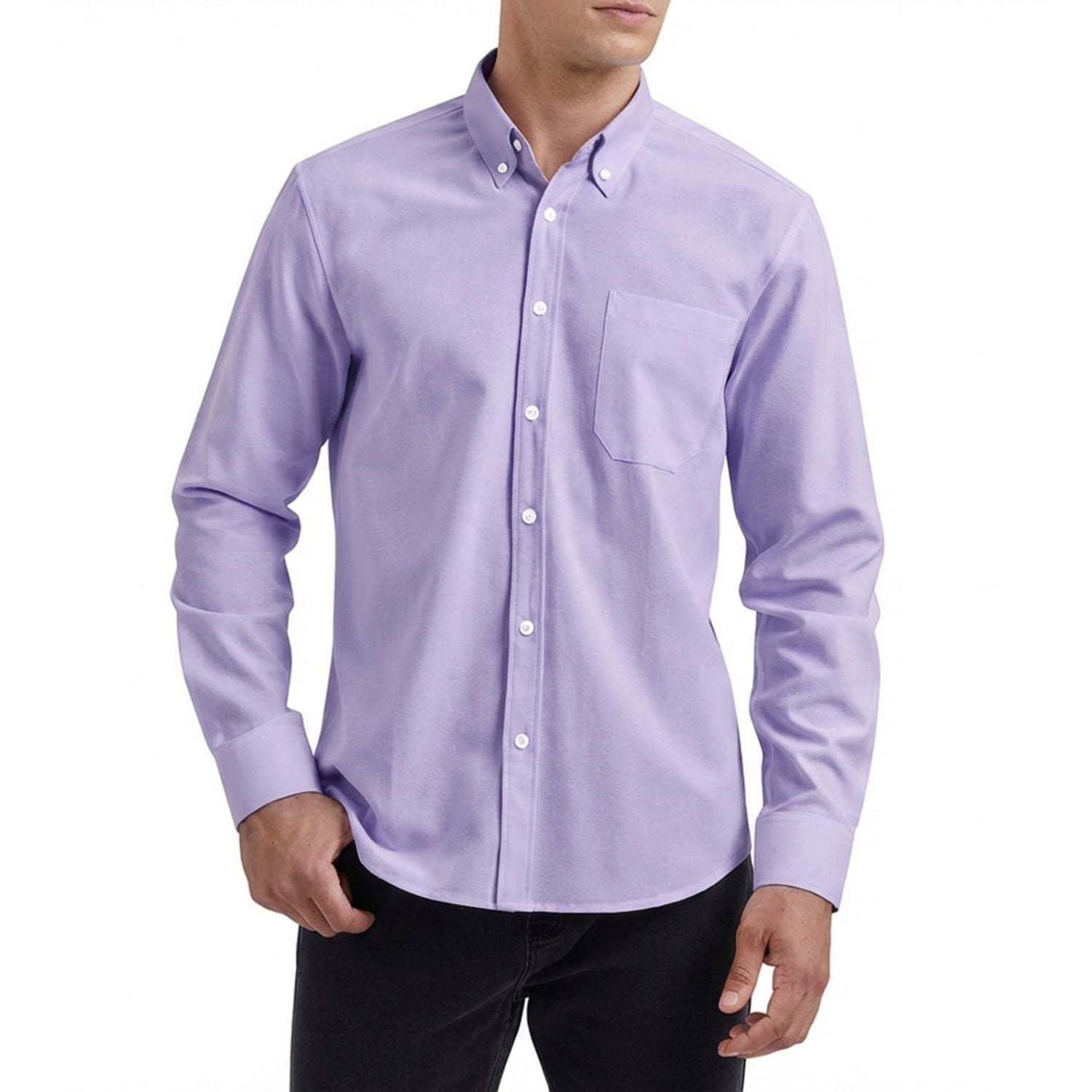 Men's Lavender Oxford Shirts With Chest Pocket Formal Office