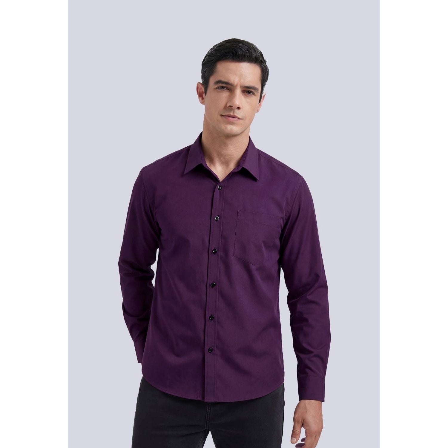 Men's Purple Oxford Shirts With Chest Pocket Date Night - Image 2