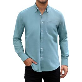 Men's Haze Blue Oxford Shirts With Chest Pocket Date Night