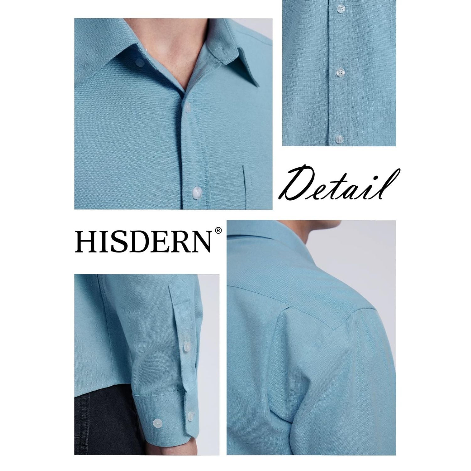 Men's Haze Blue Oxford Shirts With Chest Pocket Date Night - Image 4