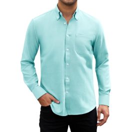 Men's Lake Blue Oxford Shirts With Chest Pocket Weekend Wear