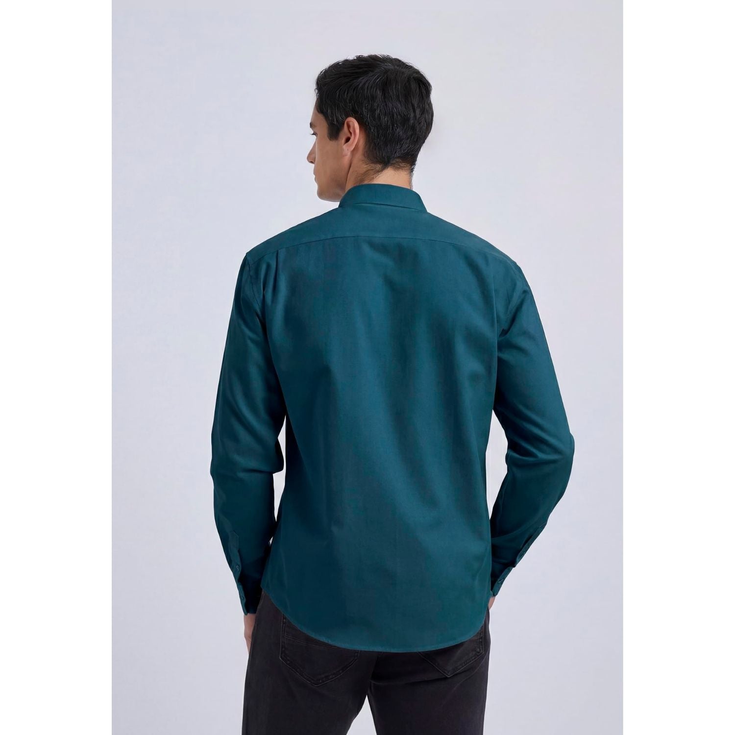 Men's Teal Oxford Shirts With Chest Pocket Formal Office - Image 3