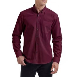 Men's Burgundy Oxford Shirts With Chest Pocket Date Night