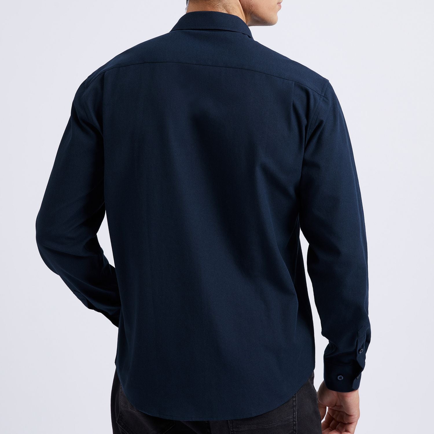 Men's Navy Blue Oxford Shirts With Chest Pocket Formal Office - Image 4