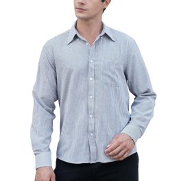 Men's Navy Blue White Oxford Shirts With Chest Pocket Weekend Wear