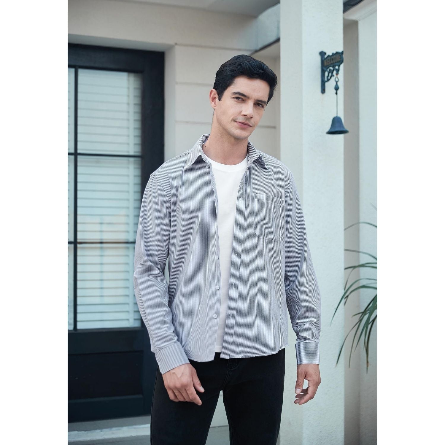 Men's Navy Blue White Oxford Shirts With Chest Pocket Weekend Wear - Image 2